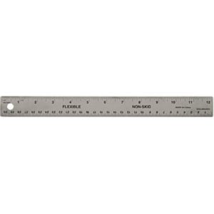 12" Stainless Steel Ruler w/ Non-Slip Backing - 1 Pack